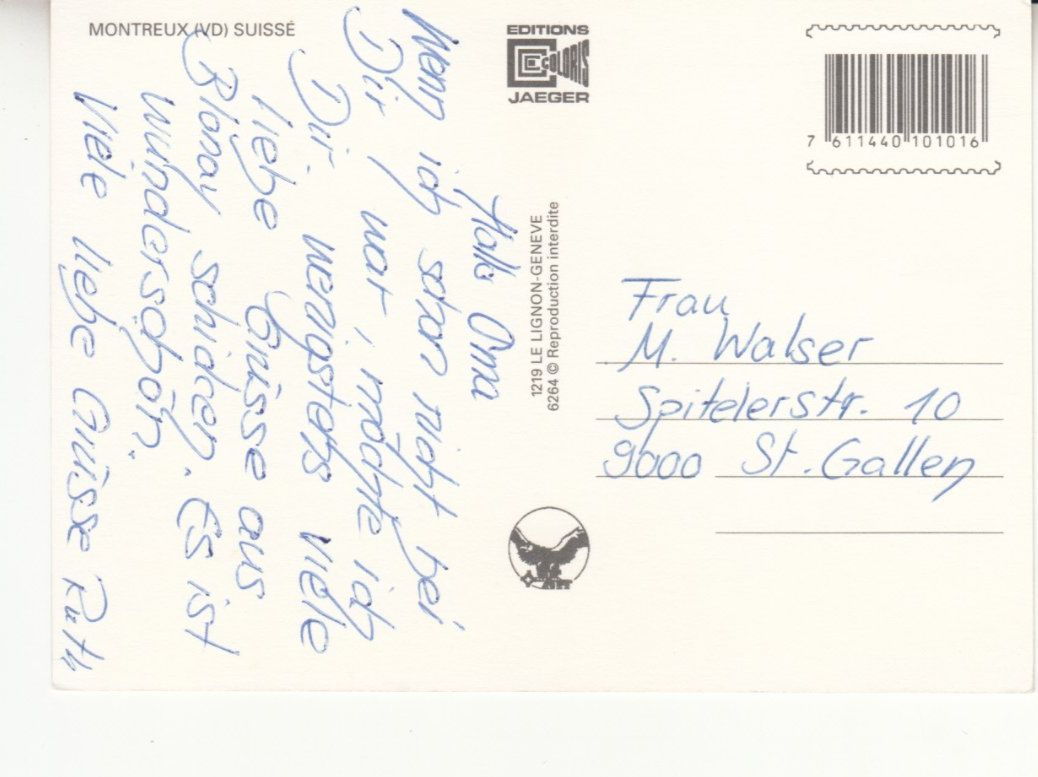 Cartoline postali: Montreux ca. 1990 – Usato da Bürglen TG venduto da StampGraf 1