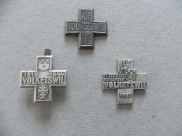 Medaille 3 Sport Abzeichen Brosche Volketswil ZH 1929 -1957