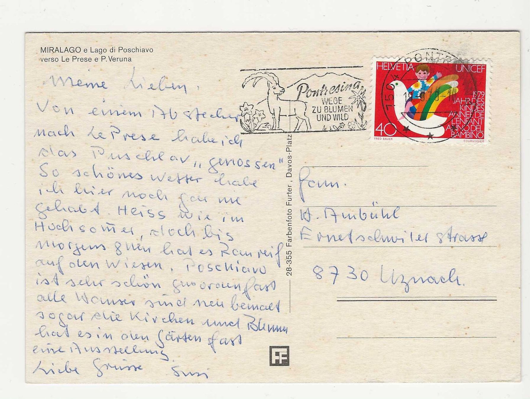Cartoline postali: MIRALAGO E LAGO DI POSCHIAVO – Usato da Küttigen venduto da rolypo 1