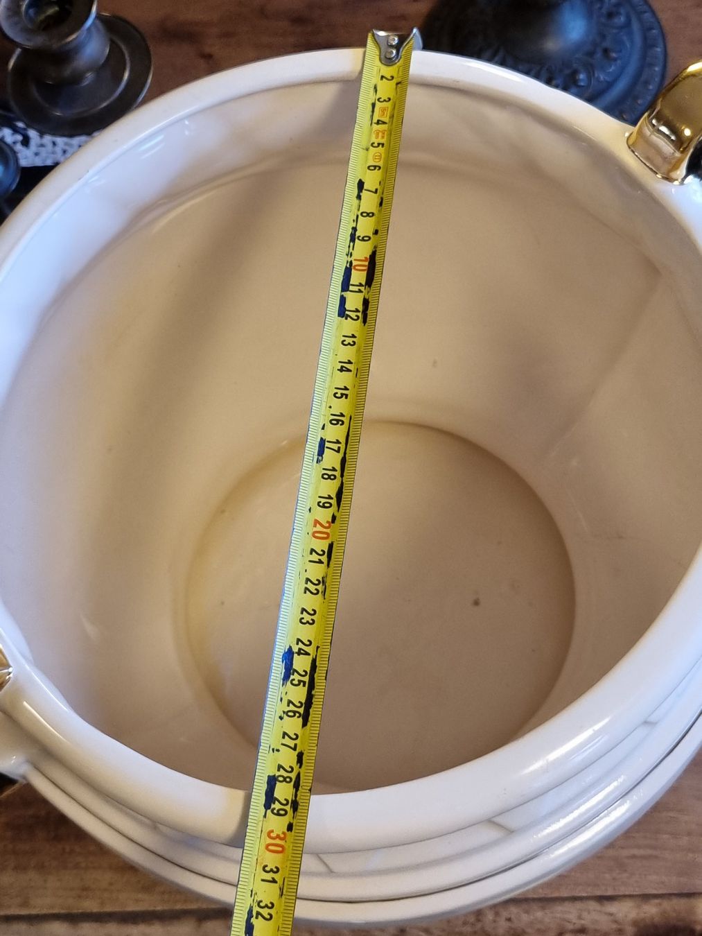 Vasi per fiori: Gilde Handwerk Cachepot Art Déco elfenbein/gold – Usato da Scharnachtal venduto da devin03 4