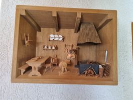 Holzbild 3d - Alpkäserei en miniature