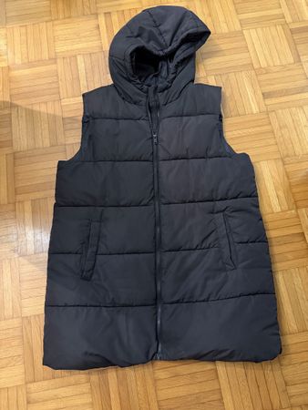 Pieces Steppweste mit Kapuze, Schwarz, Grösse L