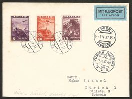 Flugpost Schweiz 1937 Wien Zürich  Luftpost Erstflug