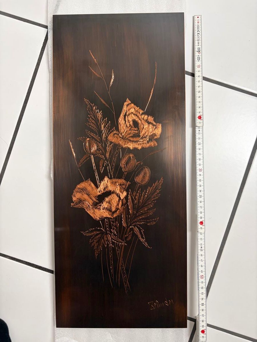 Tableaux: Kupferplatte mit geritzer Rose – D'occasion à Cham par Manilu