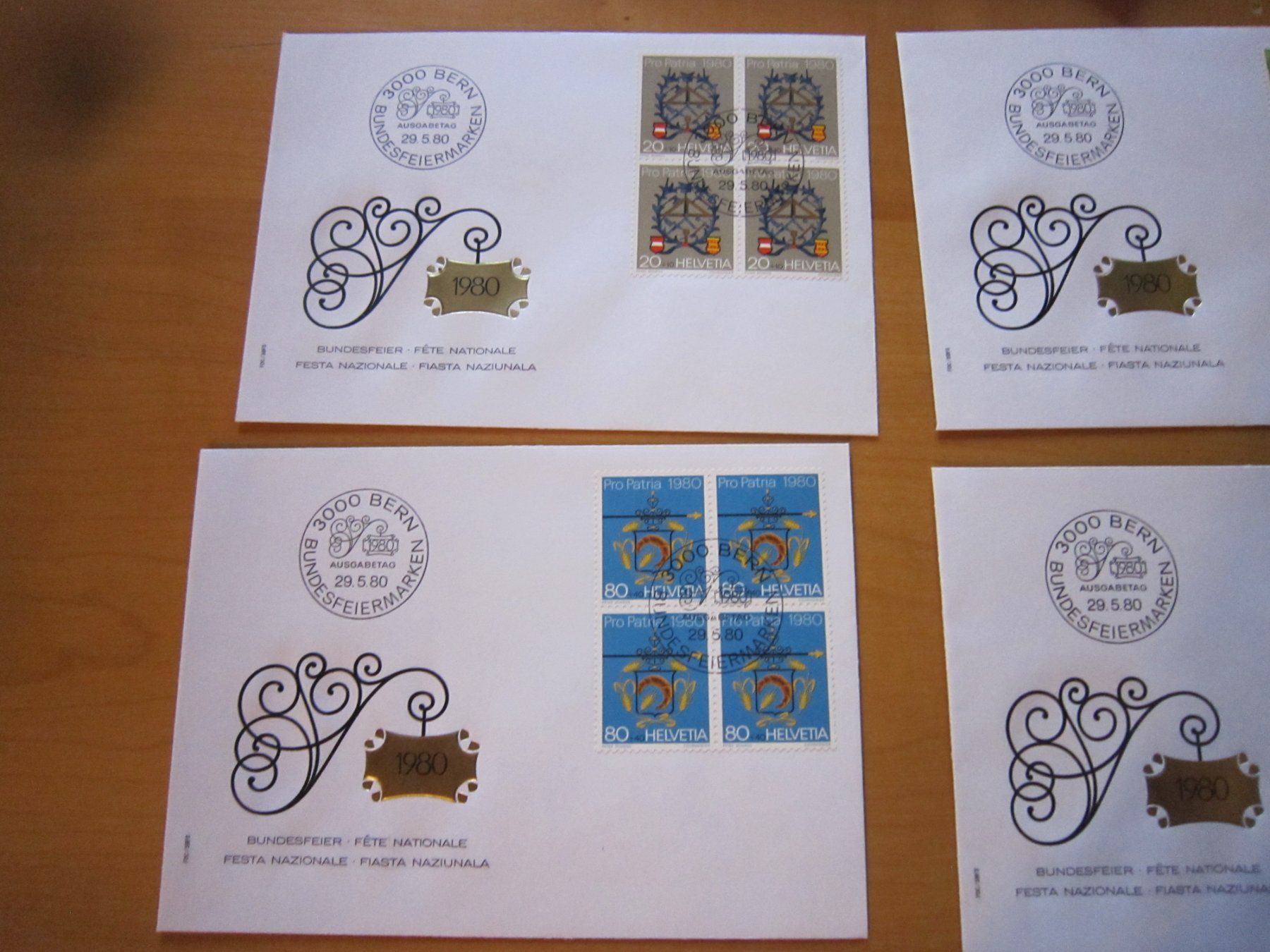 Tutti i francobolli: PP 1980 FDC Serie einzeln und 4er – Usato da Gordola venduto da Polentaefung 1