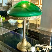 ANTIKE TISCHLAMPE MESSING OPALINGLAS ZUM ZWEG MACHEN,H-43 CM