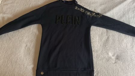 Felpa Philipp Plein monospalla nera con strass 