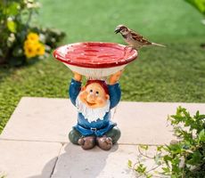 Sitzender Zwerg mit Vogeltränke (25.5 cm)