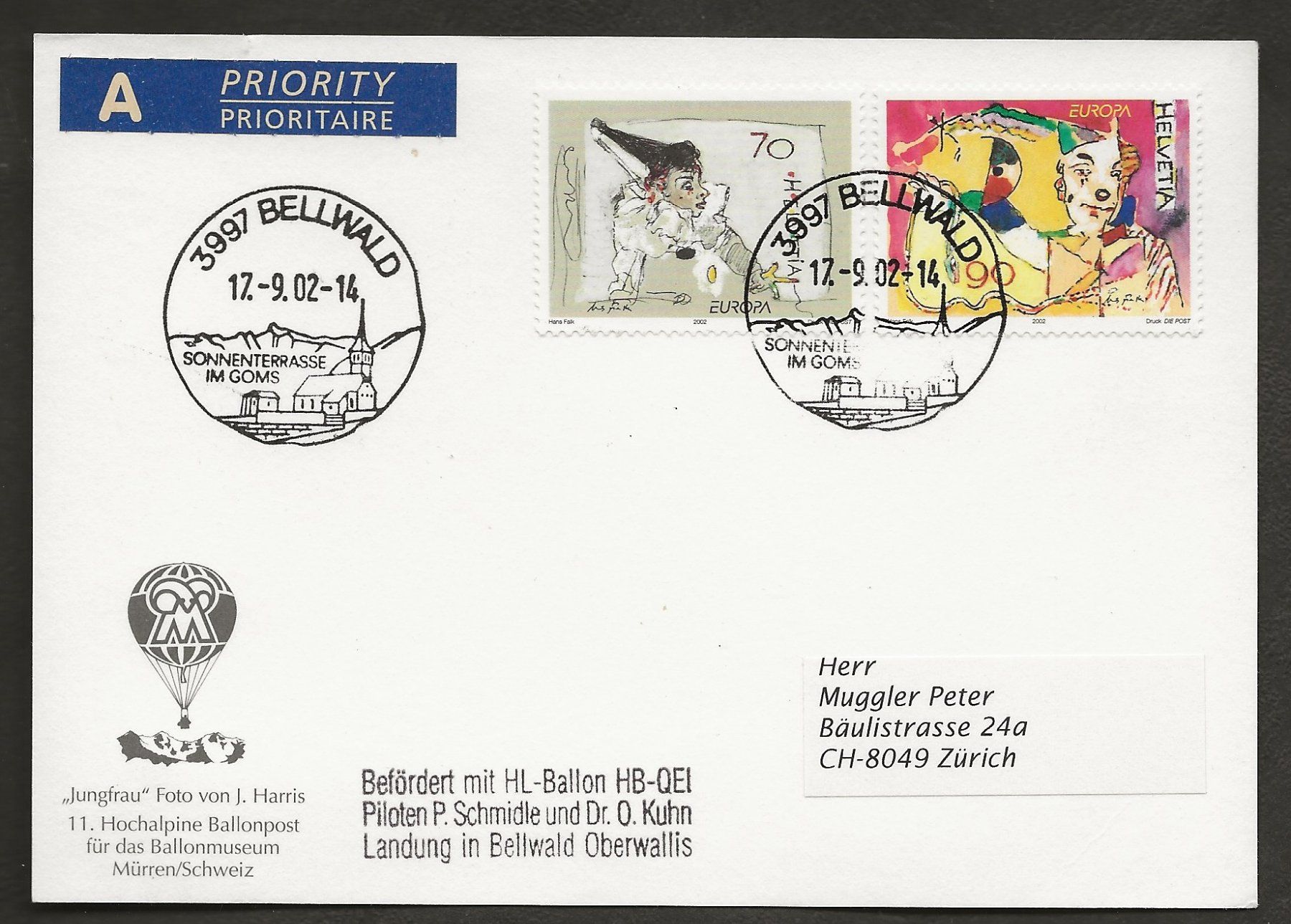 Alle Briefmarken: 2002 Mürren Bellwald Luftpost – Gebraucht aus Au ZH von xelagreb01