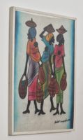 Afrikanische Kunst, Malerei, «Drei Frauen», signiert.