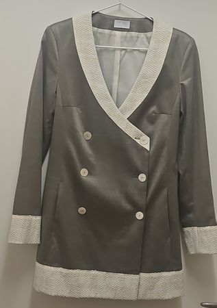 BLAZER Minikleid grau weiß doppelreihige, jungfräuliche Woll
