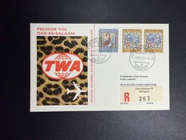 TWA Erstflugbrief Genf-Dar Es Salaam 1967