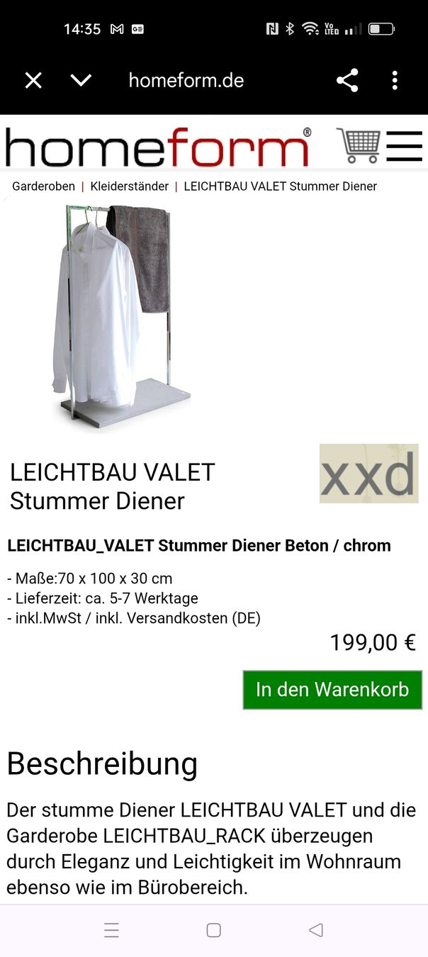 Guardaroba: XXD Leichtbau Valet/Stummer Diener – Usato da Wil SG venduto da die-wohnung 4