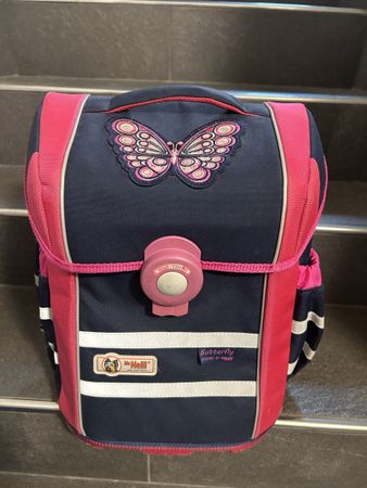 Schulranzen McNeill Butterfly mit Etui blau pink gebraucht