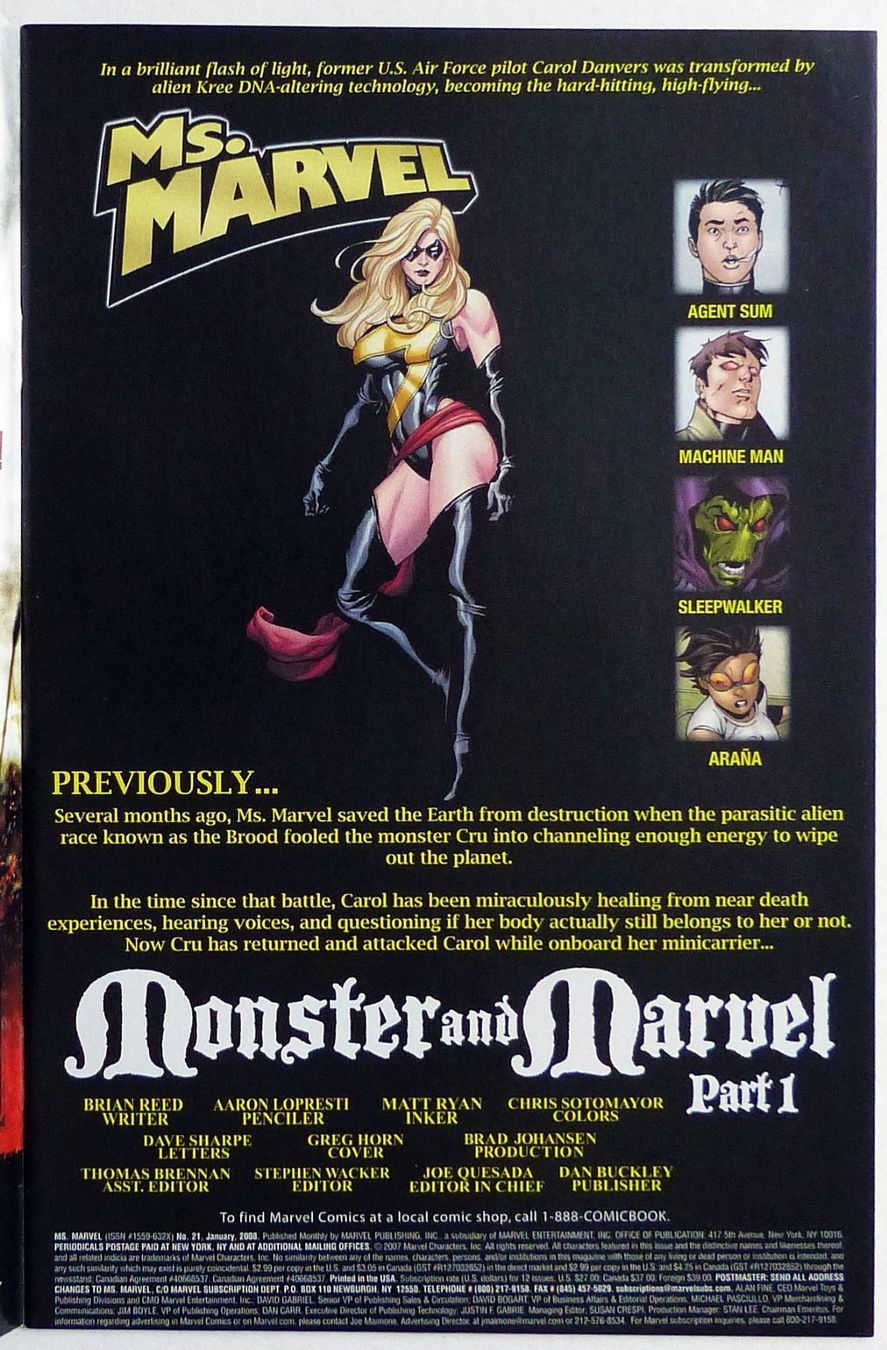Comics: MS. MARVEL MONSTER AND MARVEL COMPLETE 4 PART STORY 2007 – Gebraucht aus Lugano von YouWantUS 2