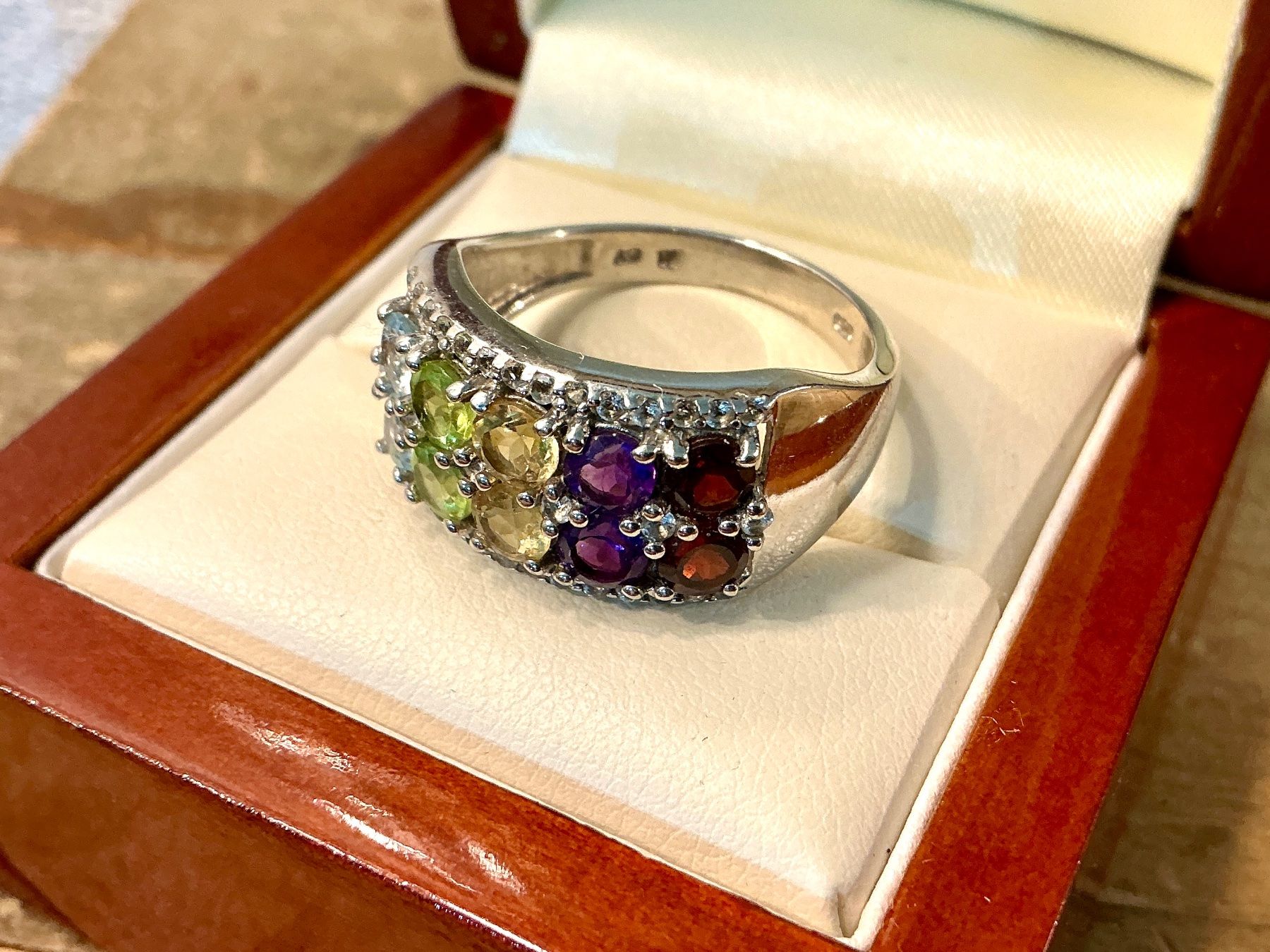 Ringe: VINTAGE RING STERLING 925 BUNTE EDELSTEINE, GR.63 – Gebraucht aus Biglen von Limarkt 3