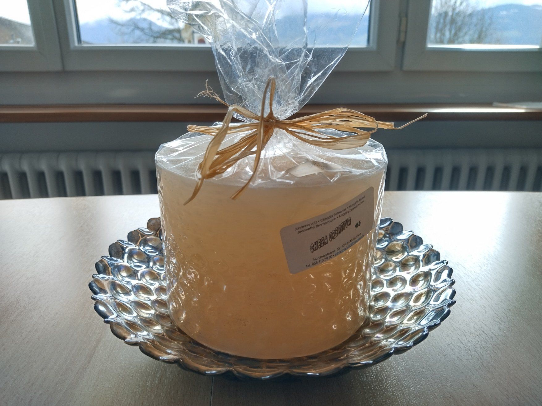 Kerzen: 3 - Docht - Kerze gross, mit Unterteller – Neu und originalverpackt aus Jona von Argus36