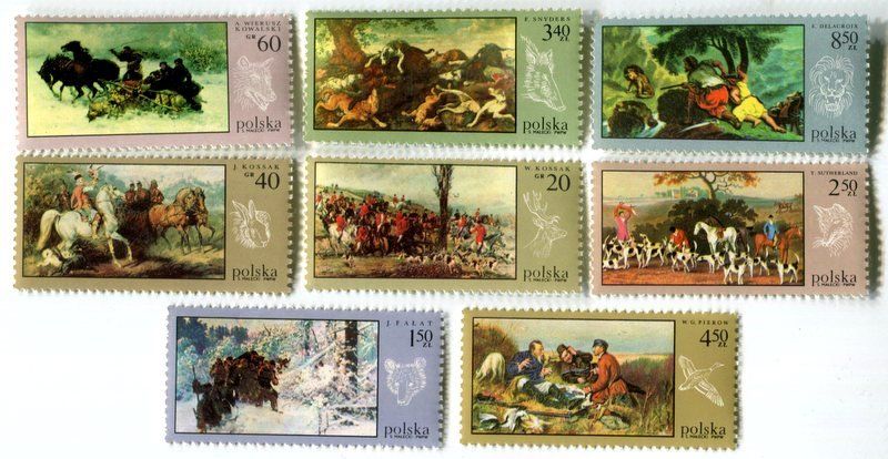 Tutti i francobolli: Briefmarken "Jagd". Polen – Nuovo e nell'imballaggio originale da Basel venduto da Butsch5