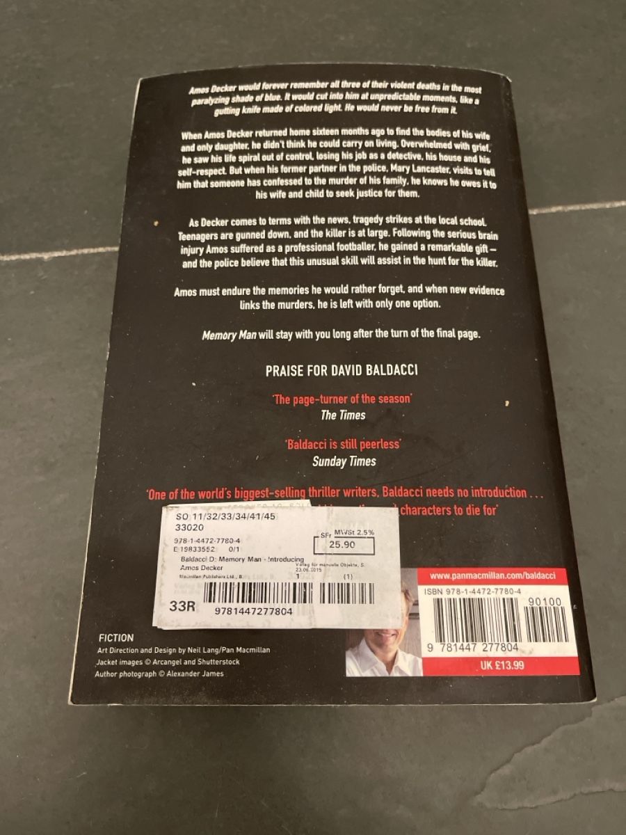 Livres: David Baldacci Memory Man Roman – D'occasion à Unterkulm par AnoliOccasion 1