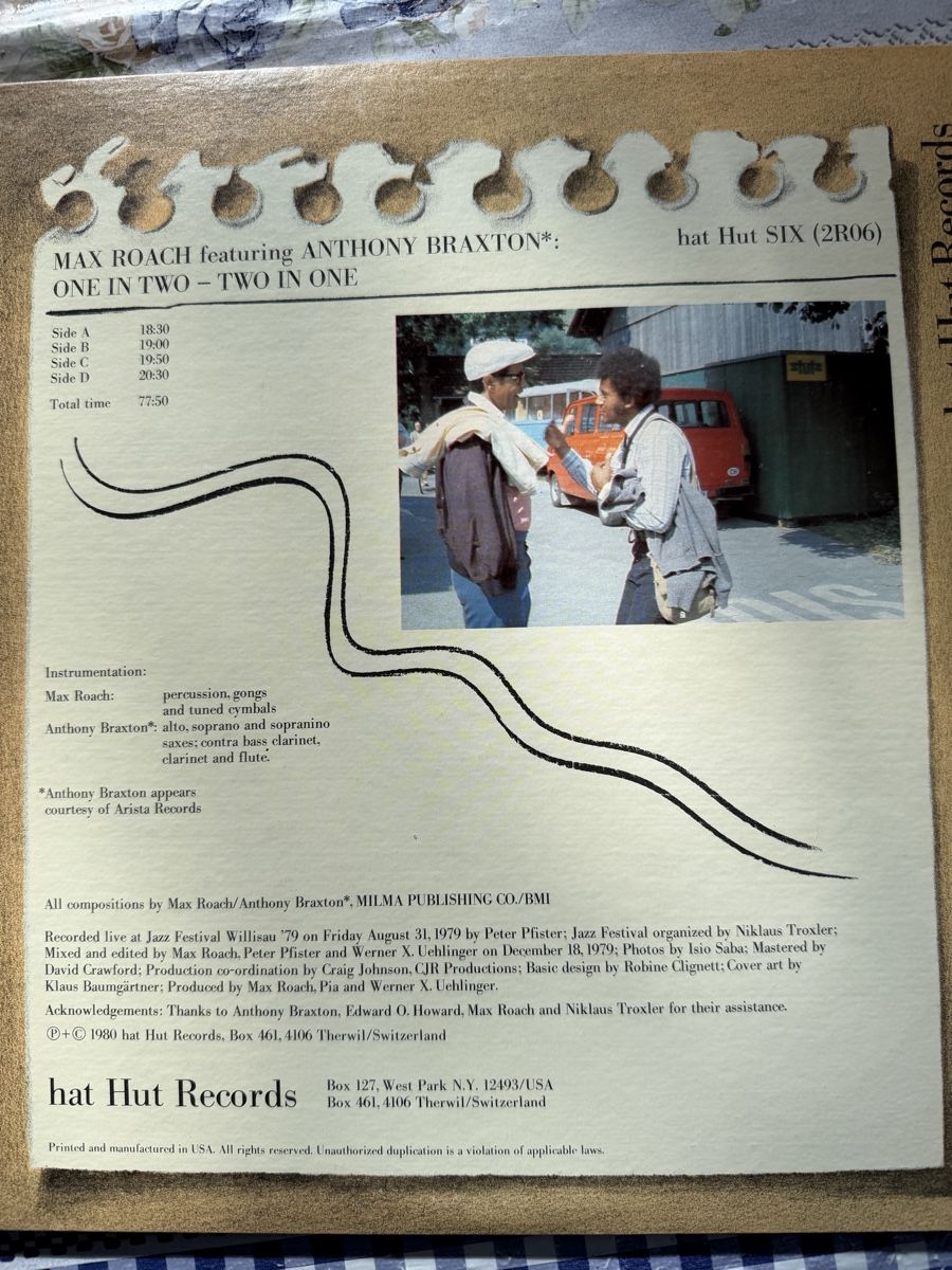 Vinyles: Max Roach featuring Anthony Braxton. 2 Schallplatten  – D'occasion à Winterthur par romaroma 3