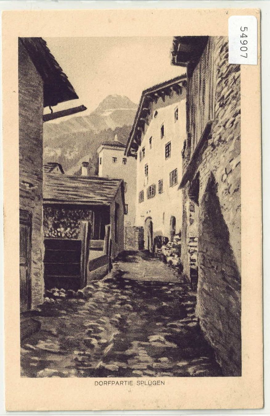 Cartoline postali: Dorfpartie in Splügen – Usato da Ettingen venduto da Kartenplanet