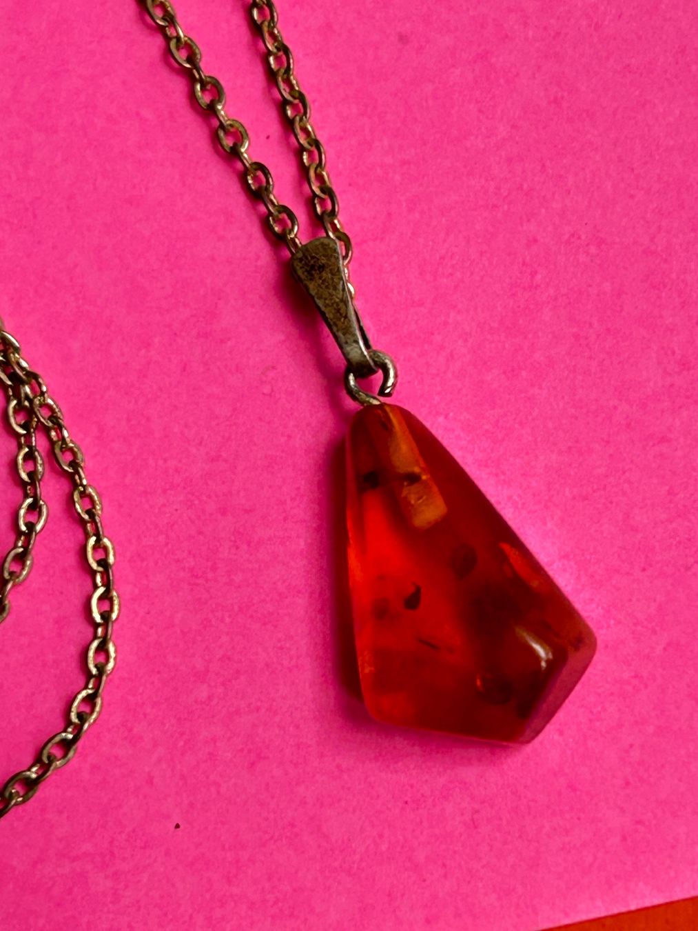 Catenine: Schicke Kette mit Bernstein, Vintage, Cognac Farbe – Usato da Basel venduto da bellespirit