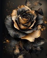 Diamond Painting: schwarz/goldene Rose 30x30cm