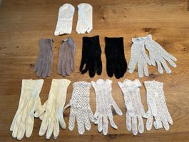 Handschuhe Leder und Spitze alle zusammen 
