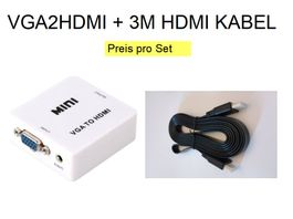 Mini VGA zu HDMI Adapter + 3m Kabel