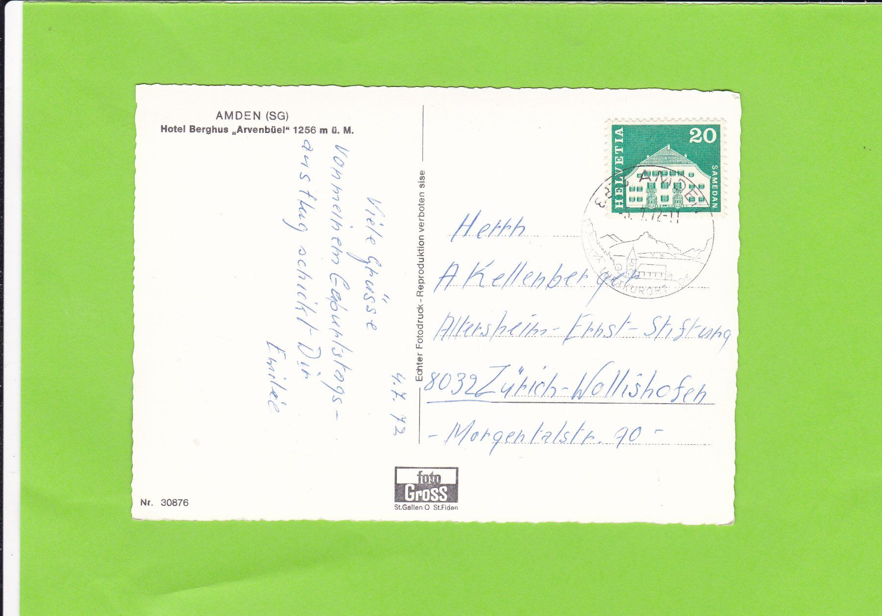 Cartoline postali: Berghus "Arvenbüel" ob Amden – Usato da St. Peterzell venduto da neckertal 1