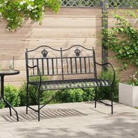 Gartenbank in Schwarz mit Latten-Design, 103,5 CM aus Stahl