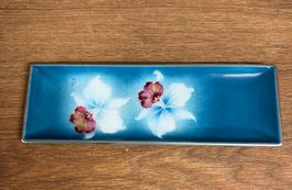 Blaue Fuji Schale mit Blumenmuster - Top Zustand!