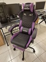 Neuer Gamer Stuhl Gaming Chair Schwarz Lila inkl. Kissen