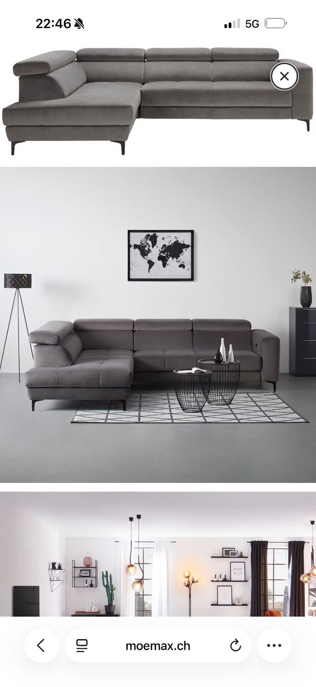 Mömax Sofas: Sofa Velours Grau/Greige – Gebraucht aus Lützelflüh-Goldb von akb_r2jg 2