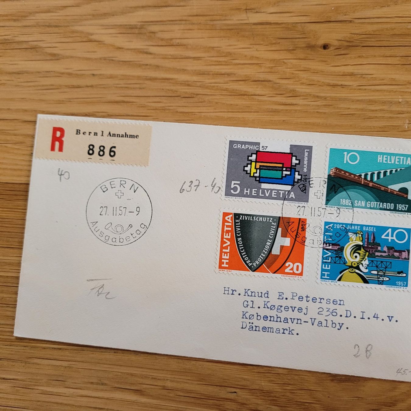 Alle Briefmarken: FDC Bern 1957 Dänemark – Gebraucht aus Biel/Bienne von Destockweb