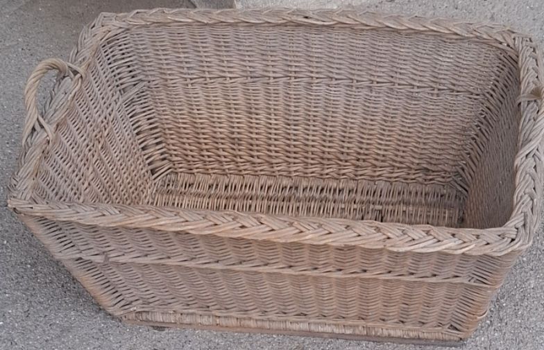 grand panier osier anses et contour cuir