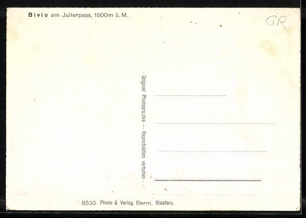Cartoline postali: Bivio, Ortsansicht mit Julier-Route und  – Usato da Berlin venduto da bartko-reher 1
