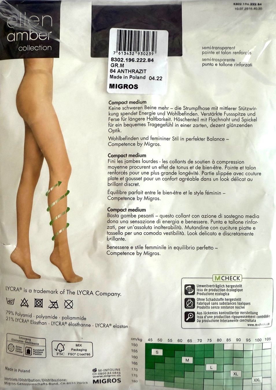 Ellen Amber Strümpfe & Strumpfhosen: Strumpfhose ellen amber Compact medium – Neu und originalverpackt aus Menziken von ABA60 1