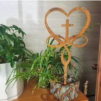 NEUES Rostmetall Kreuz-Herz 38 cm hoch - 225495