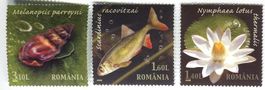Briefmarken "Fische, Seerosen". Rumänien