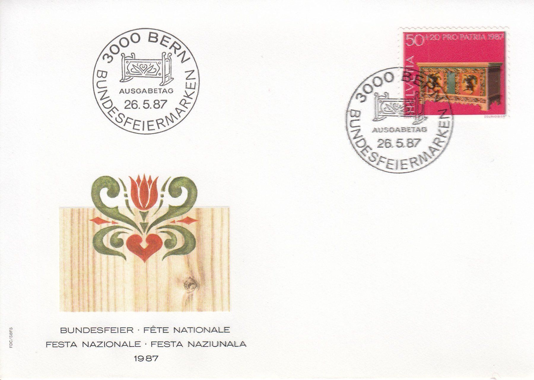 Tutti i francobolli: 1987 Pro Patria 4 FDC – Usato da Spreitenbach venduto da Mustang_1105 1