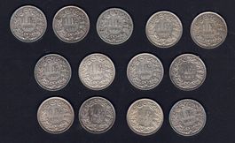 lot de 13 pièces en argent (64gr.)
