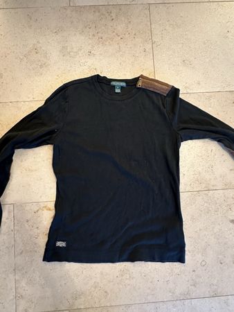Ralph Lauren Langarmshirt Grösse M braun Lederbesatz