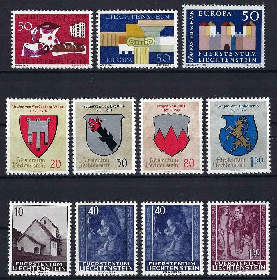 Alle Briefmarken: Lichtenstein 1964 gute und saubere Werte postfrisch – Gebraucht aus Hitzkirch von walti1959