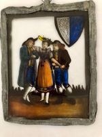 Von Hand gemalte antike Glasscheibe "Luzerner Trachten"