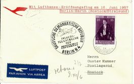 DDR Eröffnungsflug - Frankatur Liechtenstein  1957