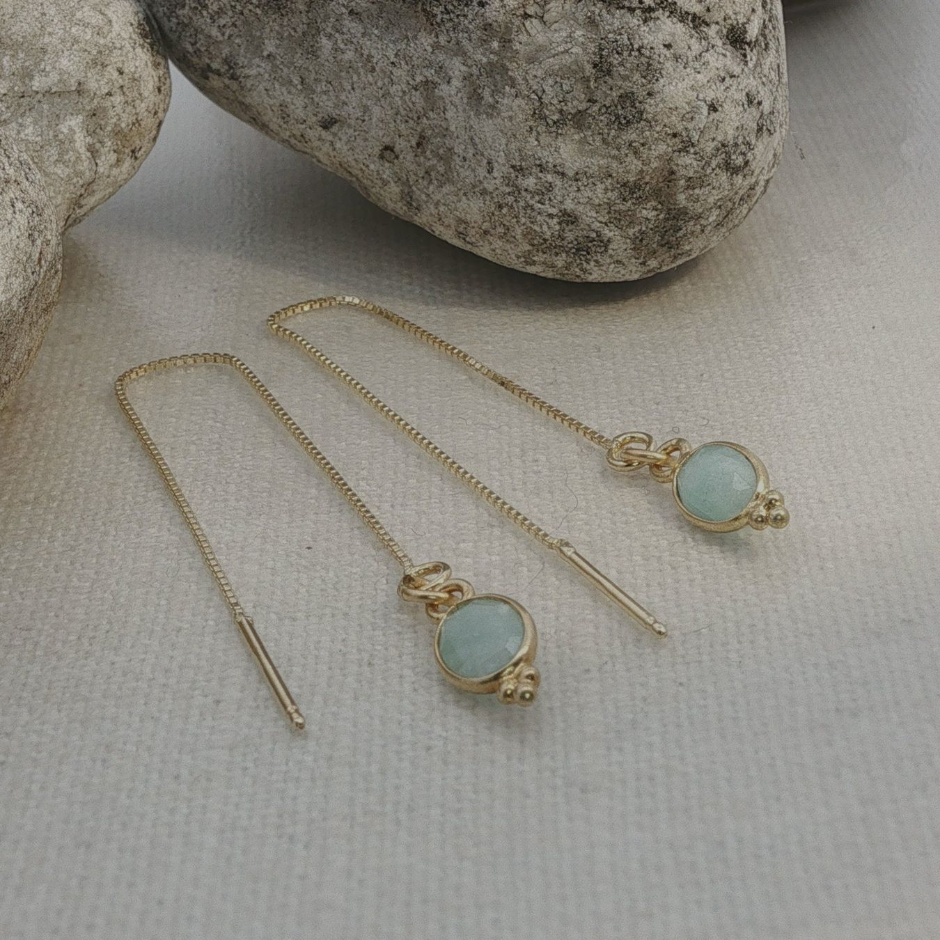 Olga Ribler Orecchini pendenti & Orecchini a lobo: Kettenohrringe mit Amazonite in Silber vergoldet – Nuovo (secondo la descrizione) da Luzern venduto da Schmuckoutlet