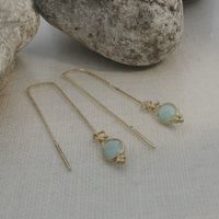 Kettenohrringe mit Amazonite in Silber vergoldet