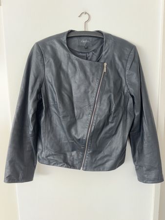 Schwarze Caroll Paris Lederjacke für Damen, Gr. 44
