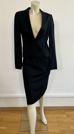 Hugo Boss Nadelstreifen Kostüm Gr. 34 Schurwolle